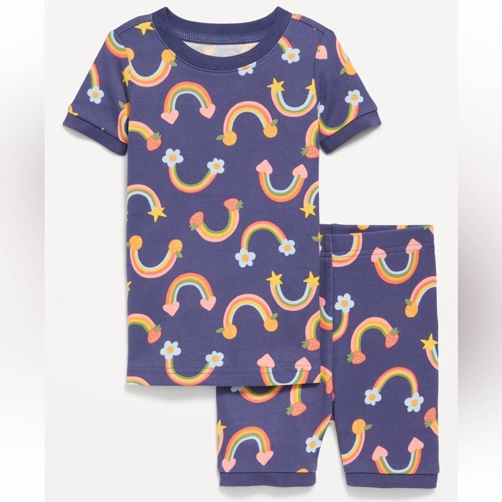 🪐Printed Snug-Fit Pajama Set rainbow